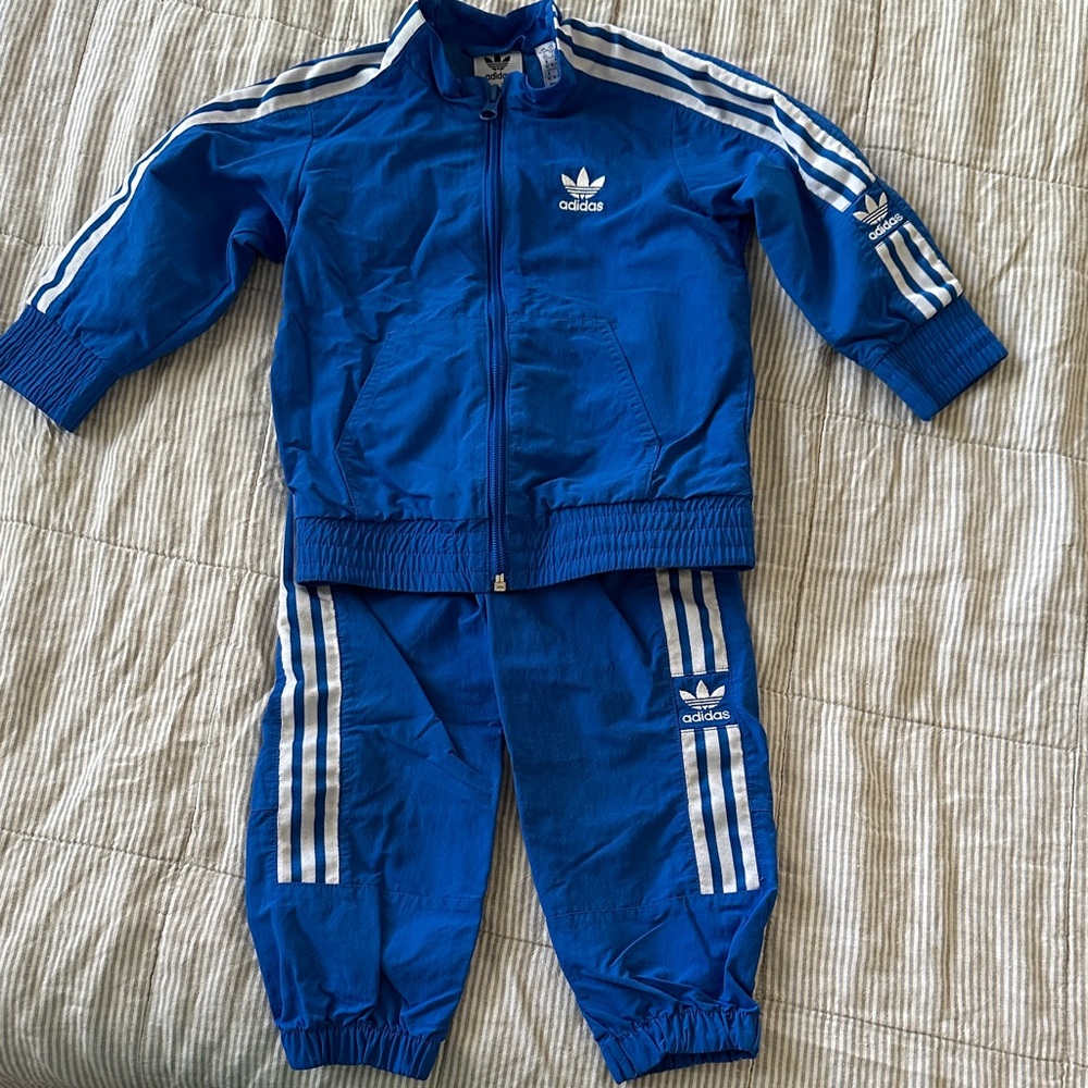 adidas Royal Blue & White Kids Track Jacket and Pants Set
